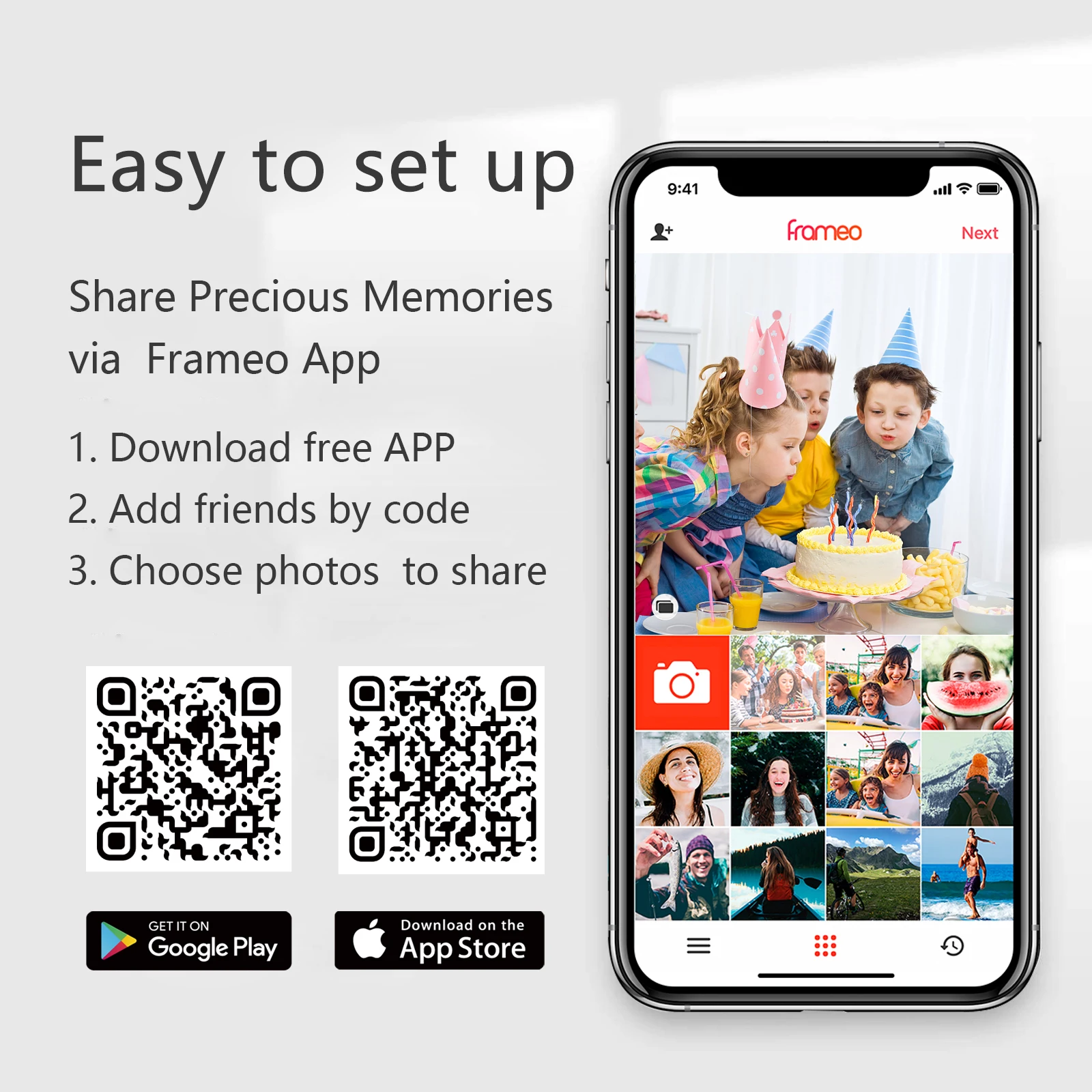 Frameo APP Digital Photo Picture Frame 10 inch Touch IPS Screen 16GB Easy Operation WiFi Could photo frame