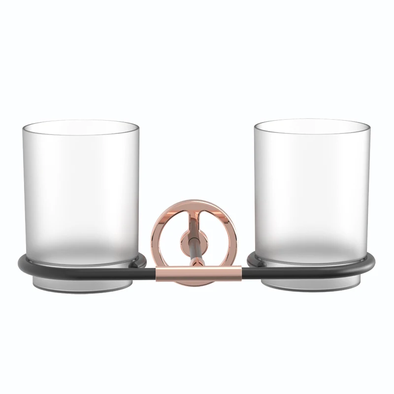 Elegant rose gold and black color glass shelf