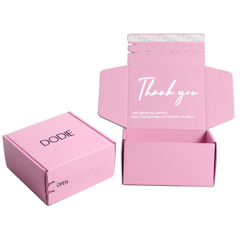 Custom Logo Pink Shipping Boxes for Small Business Small Corrugated Mailer Cardboard Boxes for Packaging Gift Boxes
