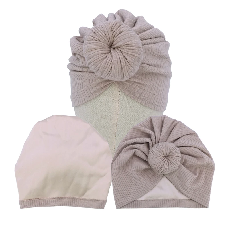 Silky Satin Lined Turban Hat for Babies Infant Toddler Girls Boys Bonnet Newborn Beanie Little Kids Sleep Caps Head Wraps
