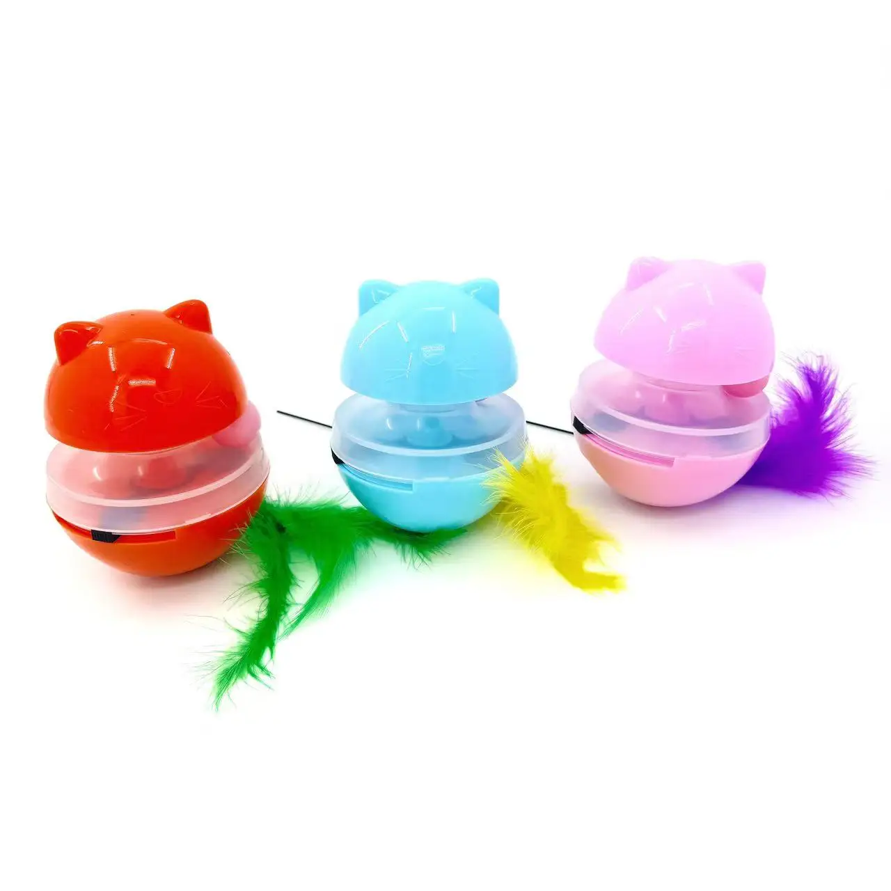 Feather Pole Tumbler for Pets for Playing with Missed Food Ball Fun Pet Toy