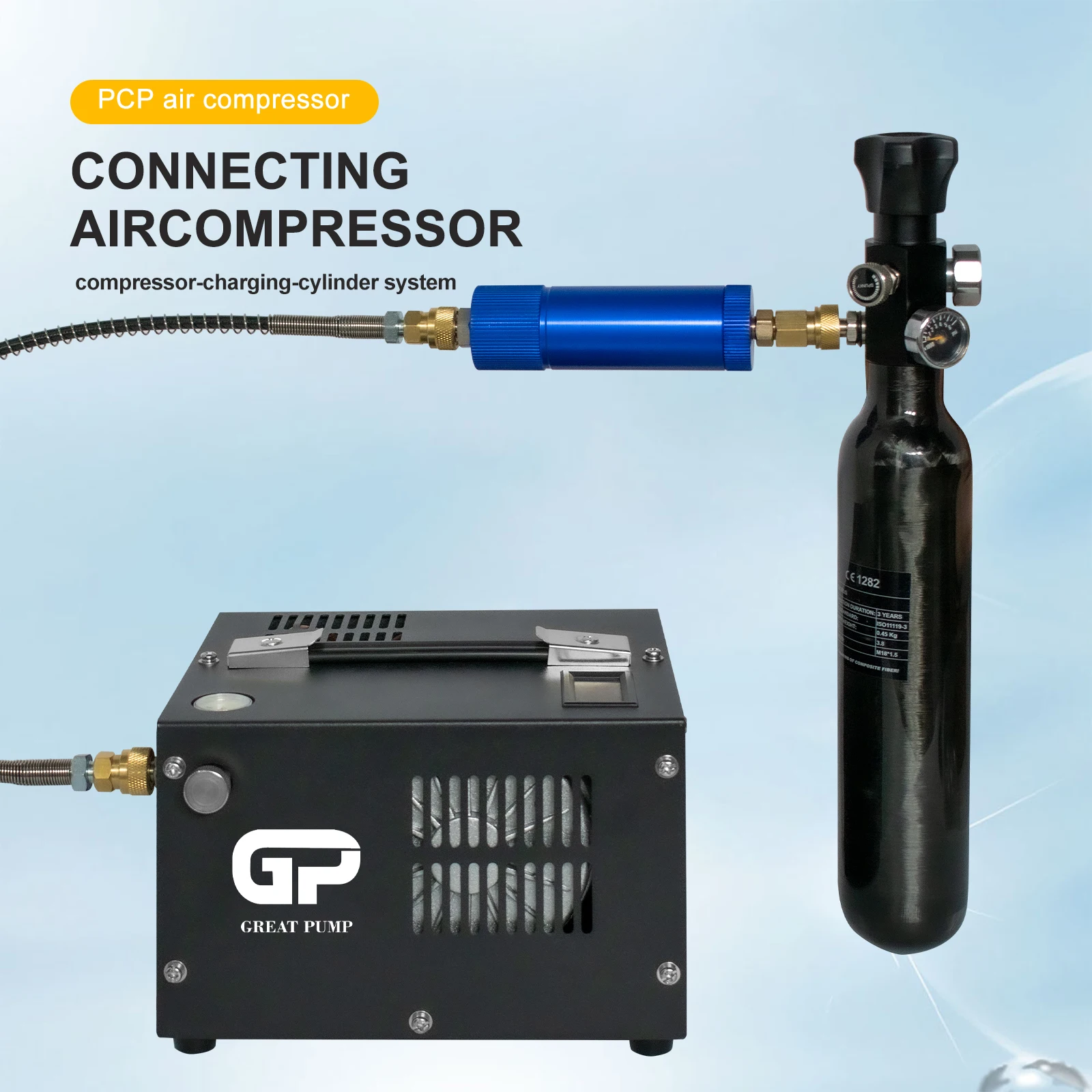 GP Competitive Price Practicability Home Use High Pressure 0.3L 3000psi 300bar Small Paintball Breathing Carbon Fiber Air Tank