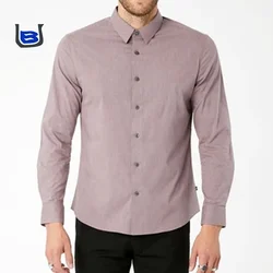 Factory supply customized cvc spandex luxury casual mens long sleeve plaid shirts
