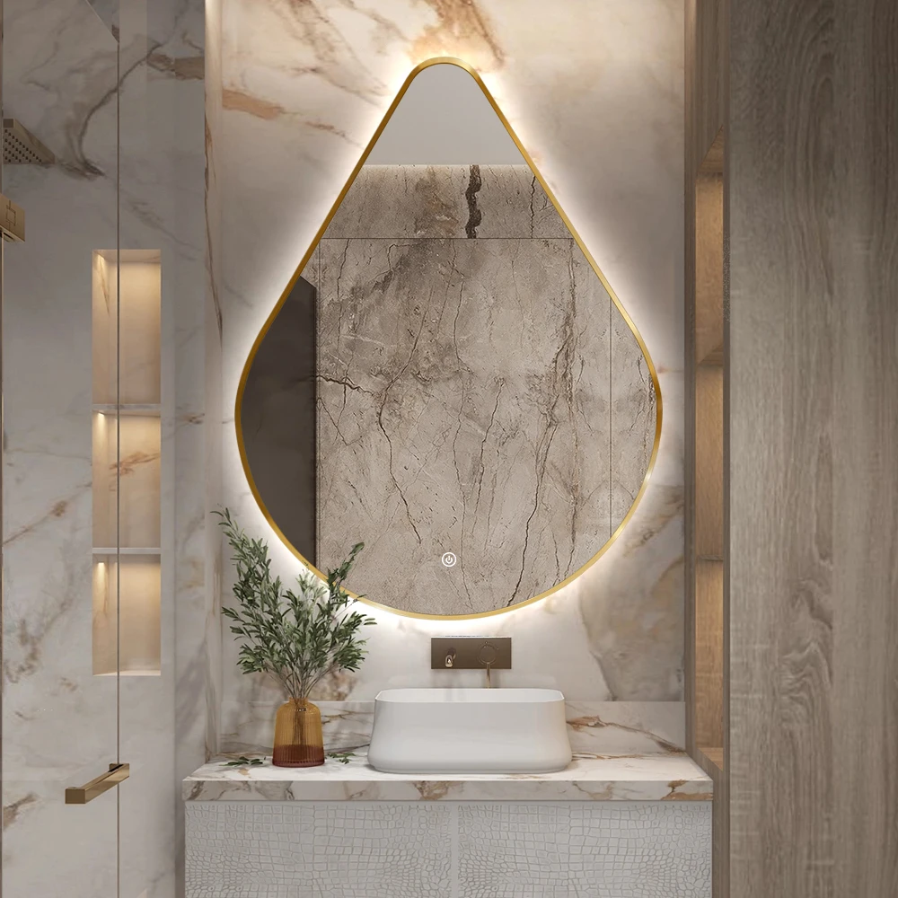 Customized Mirror Led Bathroom Irregular Smart Mirror Anti Fog Shower Touch Switch Bathroom Mirror With Led Light