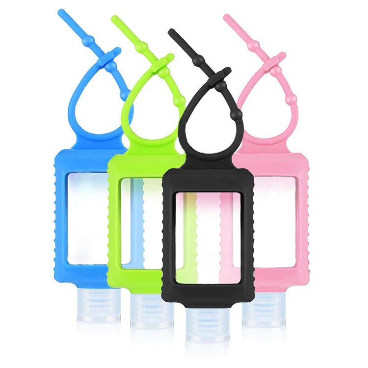 Silicone Sleeve Refillable Empty Squeeze Containers Leakproof Flip Keychain Bottles Hand Sanitizer Holder
