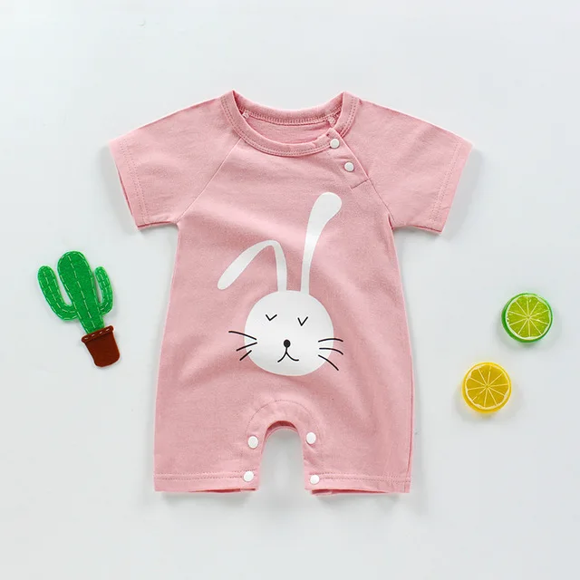 
Baby onepiece clothes romper newborn baby cotton shortsleeved thin open crotch romper wholesale 