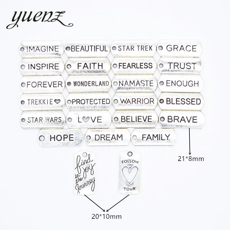YuenZ Antique Sliver Plated Message Letter Tag Charm DIY metal Pendant for jewelry making S231