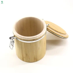 Bamboo Coffee Canister Food Storage Canister with Lid - Large For Kitchen with Coffee Tea Sugar Candy Cereal