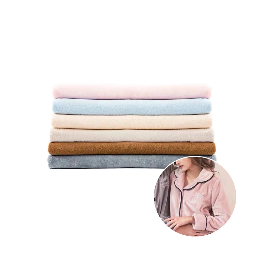 Manufacturer custom pajamas flannel fabric plush polyester fabric soft flannel fabric