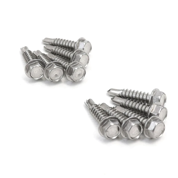 M4.2 M4.8 M5.5 M6.3 #8 #10 #12 #14 Stainless Steel 304 410 Sheet Metal Tek Screws Hex Washer Head Self Drilling Screw