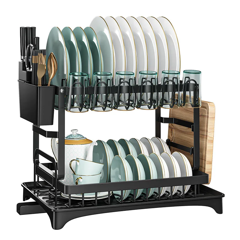Wholesale 2-Layer Kitchen Storage Shelves & Units Storage Racks Dishes Shelving Units With Tray
