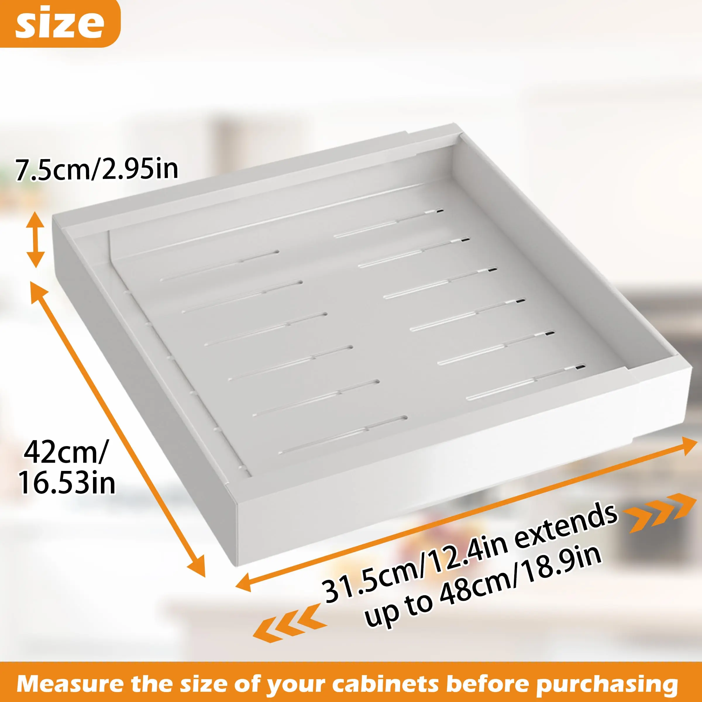 Adjustable Pull Out Cabinet Organizer with Extendable Sliding Shelves for Kitchen Pantry Storage