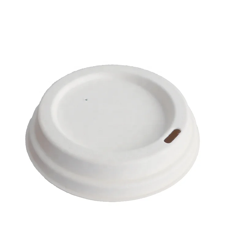 Green Olive 90mm Eco friendly paper coffee cup lid biodegradable bleached sugarcane bagasse pulp coffee lids