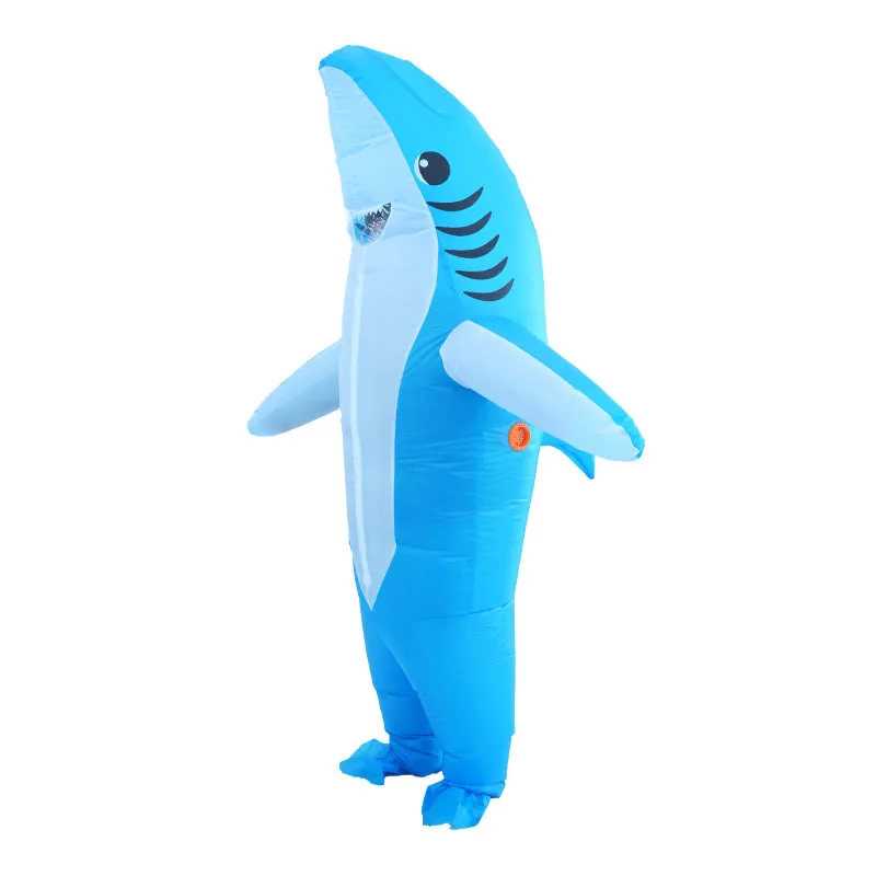 Kinqee Adult Cosplay Blue Shark Fully Body Inflatable Costumes Custom Animal Design Halloween Carnival Shark Mascot Costumes