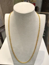 Pure Gold Hip Hop Jewelry18/20inch 3.5MM Yellow Gold Rope Chain 18K Gold Men Necklace