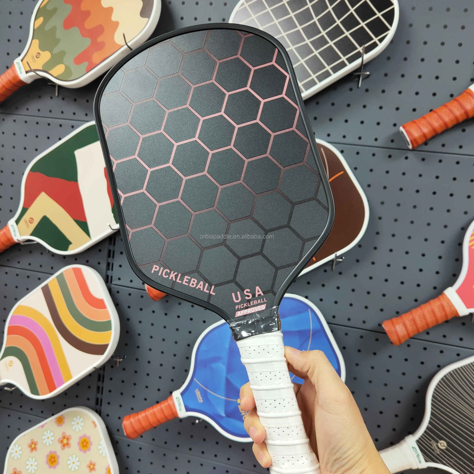 Orbia Sports Pickleball OEM ODM PP Honeycomb Core Custom Color Overgrip Toray T700 Raw Carbon Fiber Pickleball Paddle