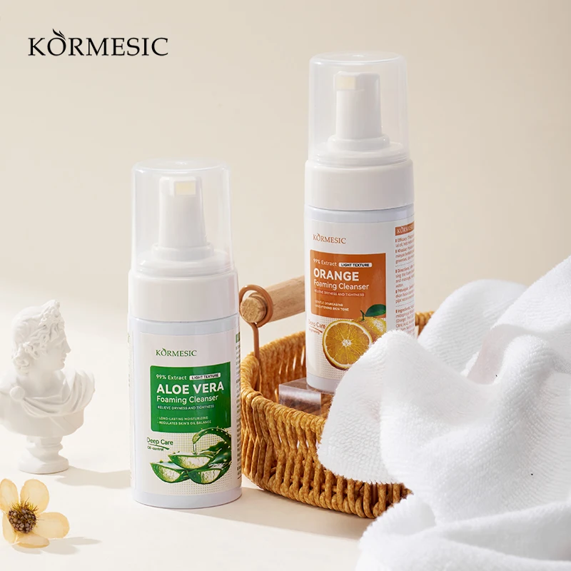 MIDUO Factory OEM 100ML Aloe Vera Orange Deep Amino Acid Cream Skin Oil Cleanser And Foam Cleanser For Sensitive Skin