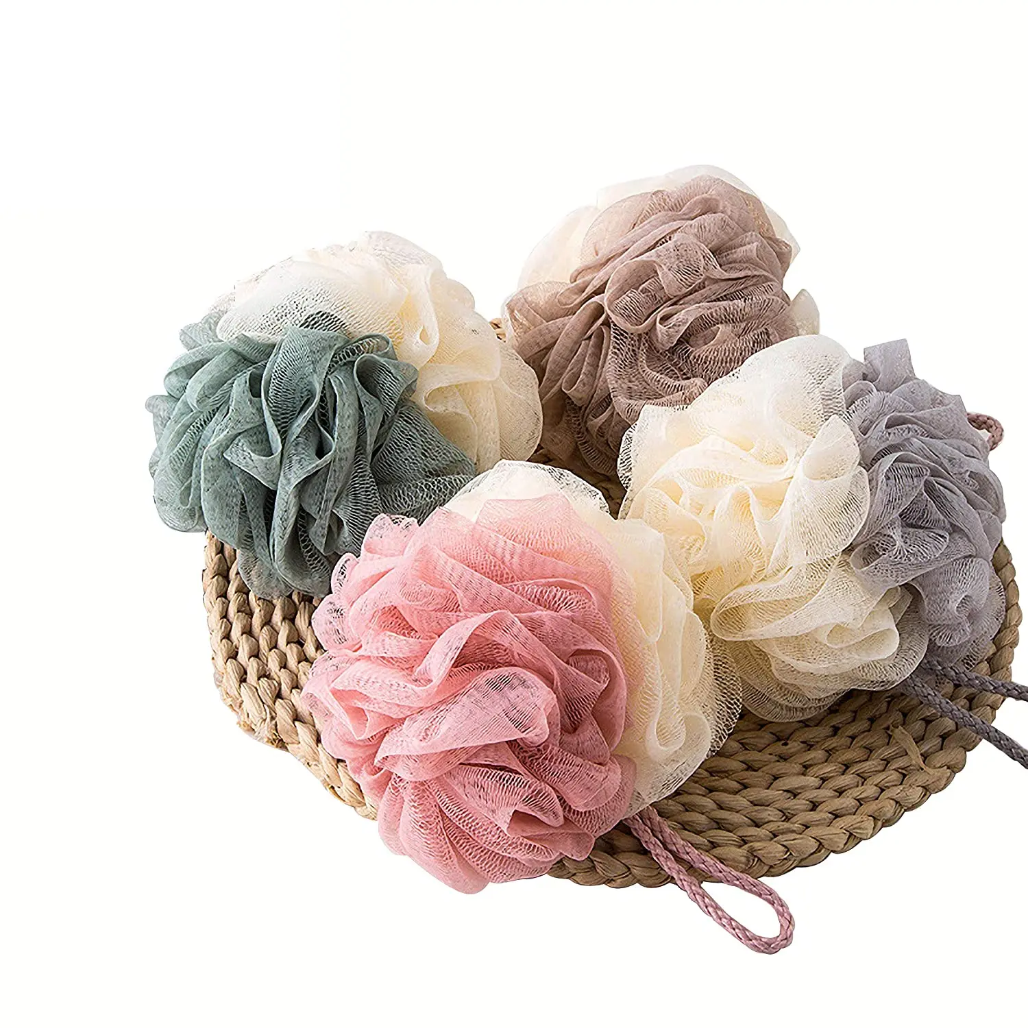 Губка для ванны Loofah с кружевной сеткой губка Loofahs (4 шт. в упаковке) разноцветная ассортименте-мягкая отшелушивающая душа Lufa