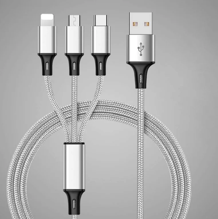  USB-кабель 3 в 1 с нейлоновой оплеткой для