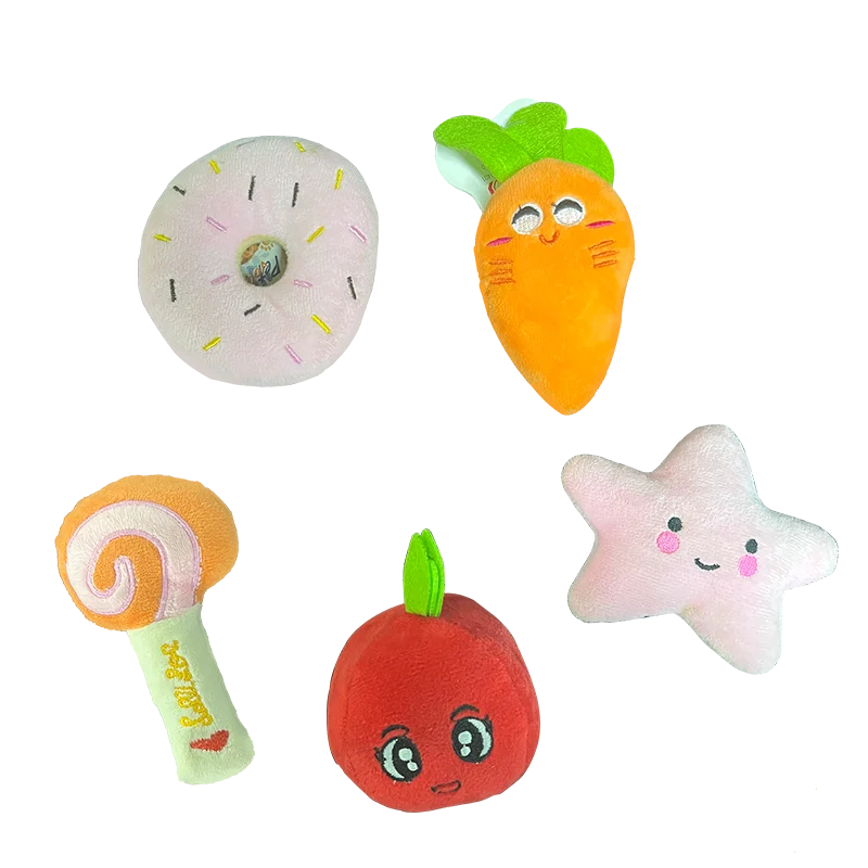 Wholesale Eco Friendly Custom Cute Dog Stick Toy Durable Tomato Radish Lollipop Soft Pet Toy Plush Toy For Dogs Squeaky