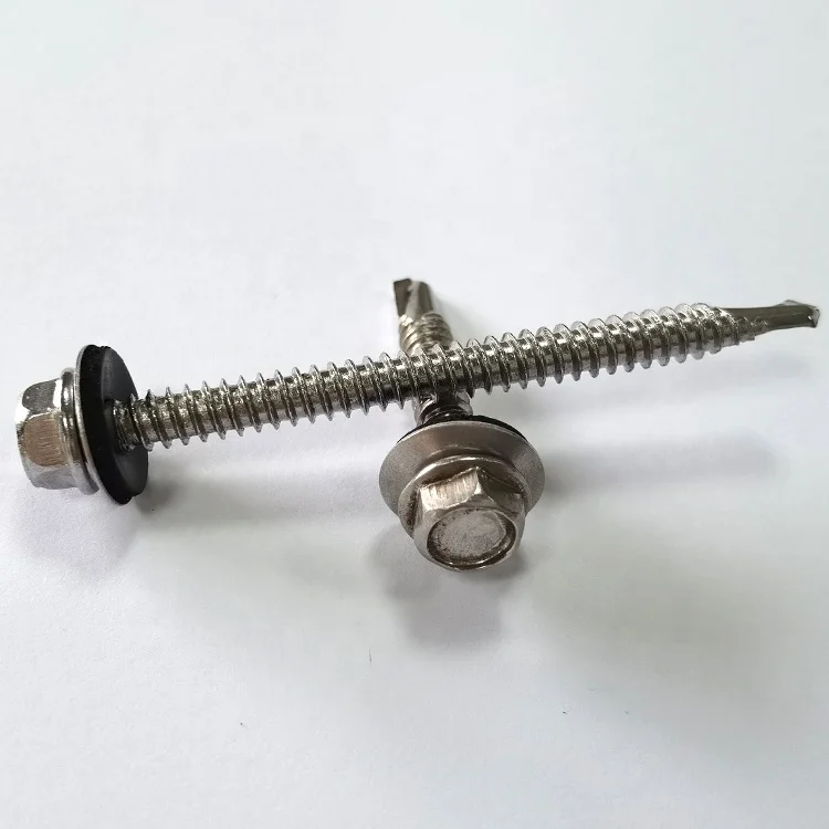 DIN 7504k Metal Stainless Steel Tek Screws for Roof 5/16 m8 Galvanised Hex Head Self Drilling Roofing Screws With Rubber Washer