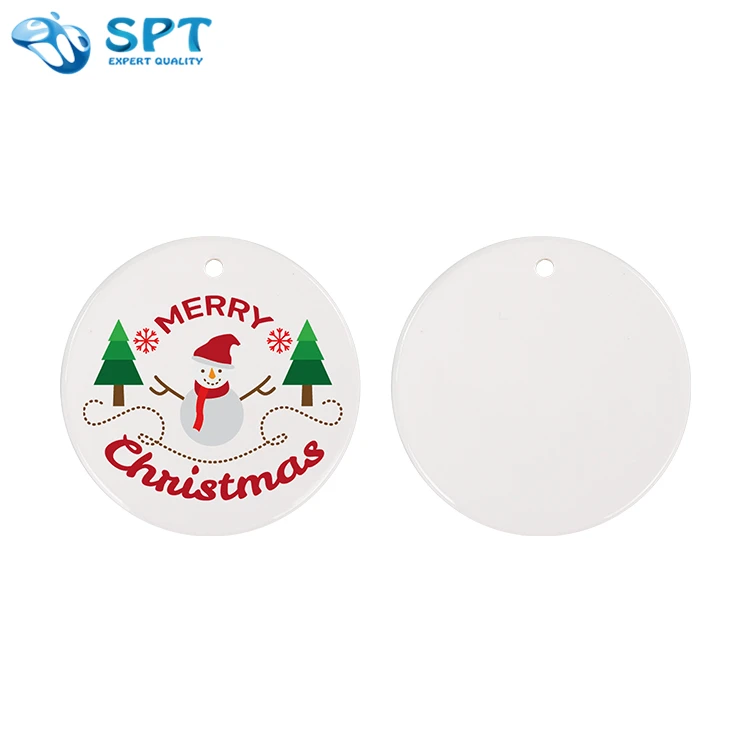 In Stock Low Moq Personalized Felt Christmas Round Flat Ornament For Hanging