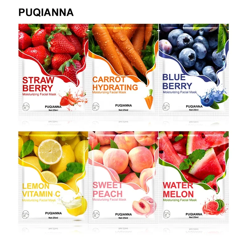 PUQIANNA Direct Manufacturer WATER MELON BLUE BERRY skin Deepmoisturizing Sodium Hyaluronate Whitening face beauty facial mask
