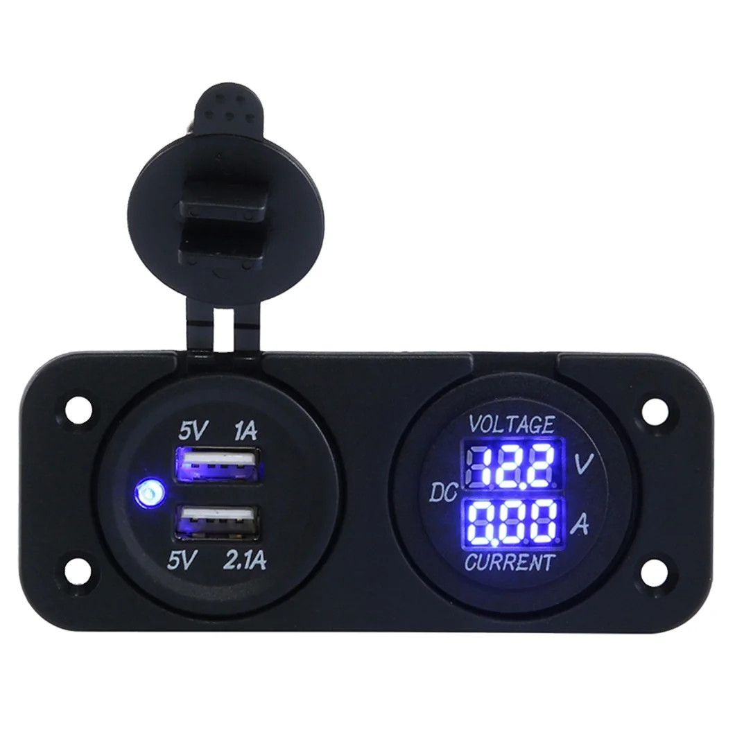 WELFNOBL high-quality 5V 3.1A original multi-color LED new wireless voltmeter 12V dual USB port car charger socket