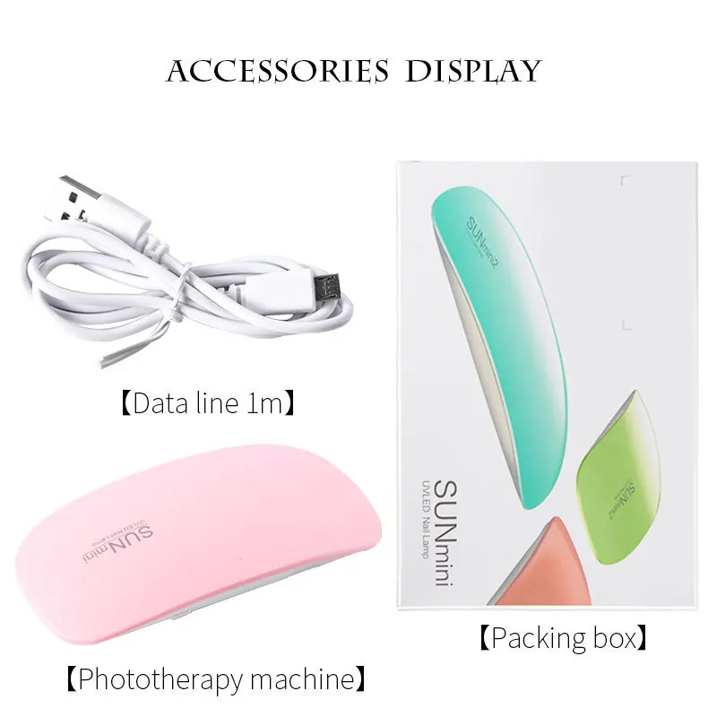 sun mini 6W nail lamp dryer machine uv led nail lamps portable micro usb cable drying lamp