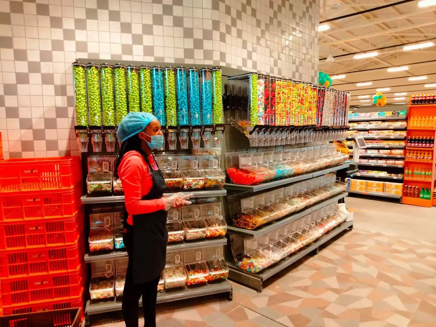 Supermarket display fixture bulk foods display shelf