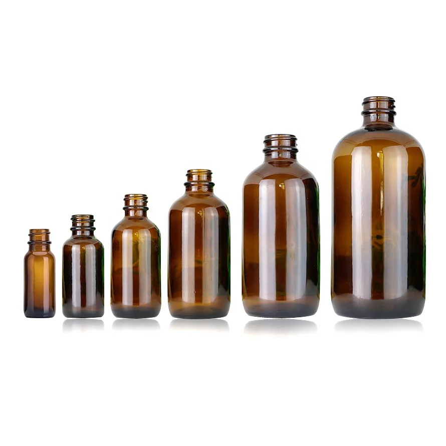 Boston round glass bottle 1 oz 2 oz 4 oz 8 oz 16 oz glass bottle with trigger spray