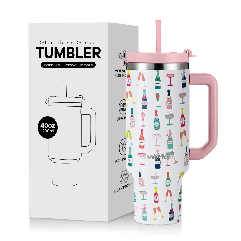 Adventure Reusable Vacuum Insulated Cup Tumbler Minimalist Mugs 40oz Mug Tumbler with Lid Seamless Design Cups