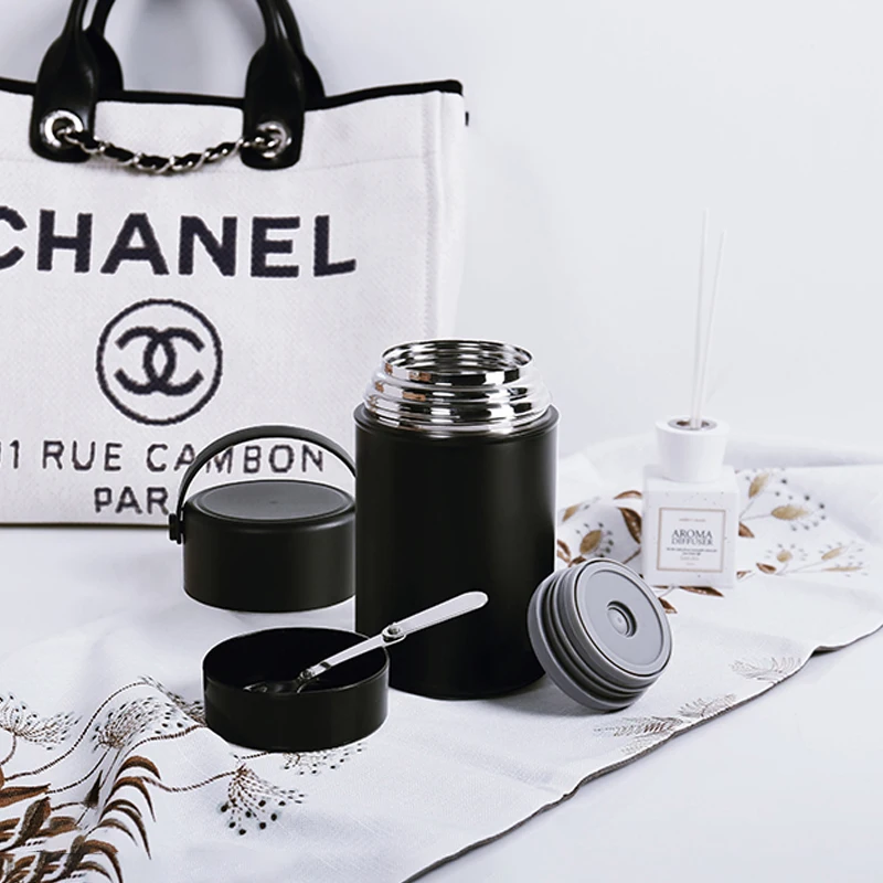 Hot Soup Thermos Stainless Steel Thermos Vacuum Flask Straw Tumbler Lunch Box Food Thermos Flask With Spoon