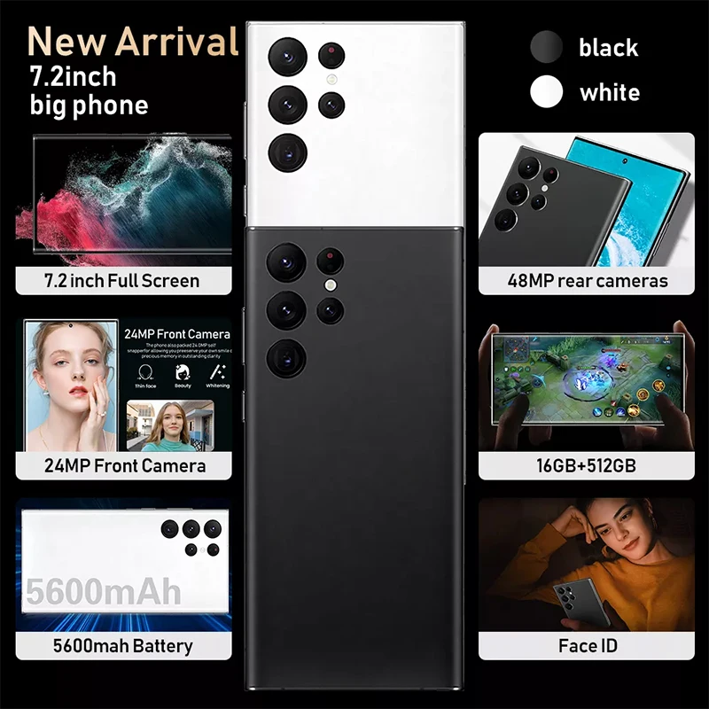 HOT SELLING S21 Ultra 2GB+16GB 24MP+48MP Android 10.0 phone 5G LTE original 7.2 inch MTK6889 smart phone excellent quality