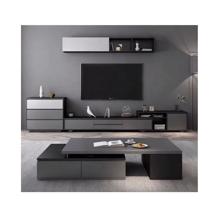 Wholesalers Living Room Wood Tea Table Metal Frame Wooden Top Coffee Table TV stand tv unit cabinets