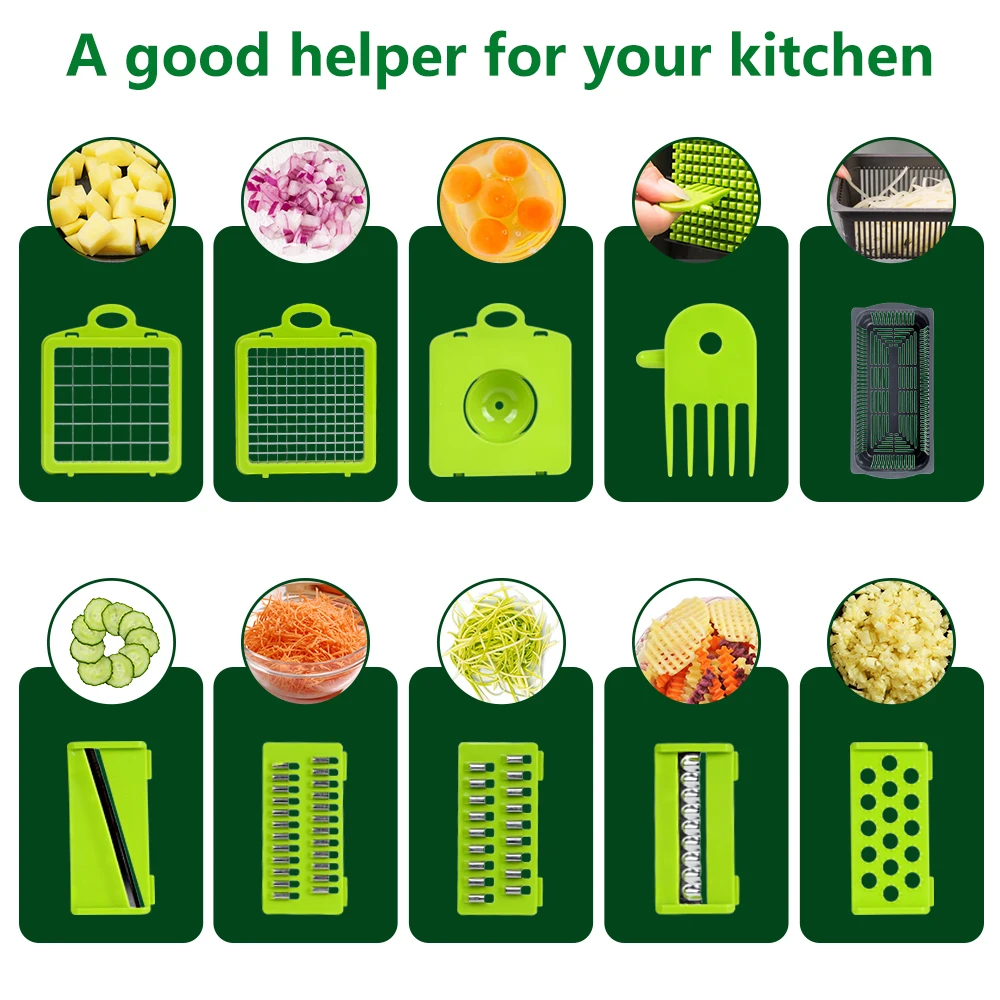 B97-0084 Hot Selling Kitchen Multi 12 In 1 Manual Fruit Vegetable Cutter Onion Dicer Veggie Vegetable Chopper