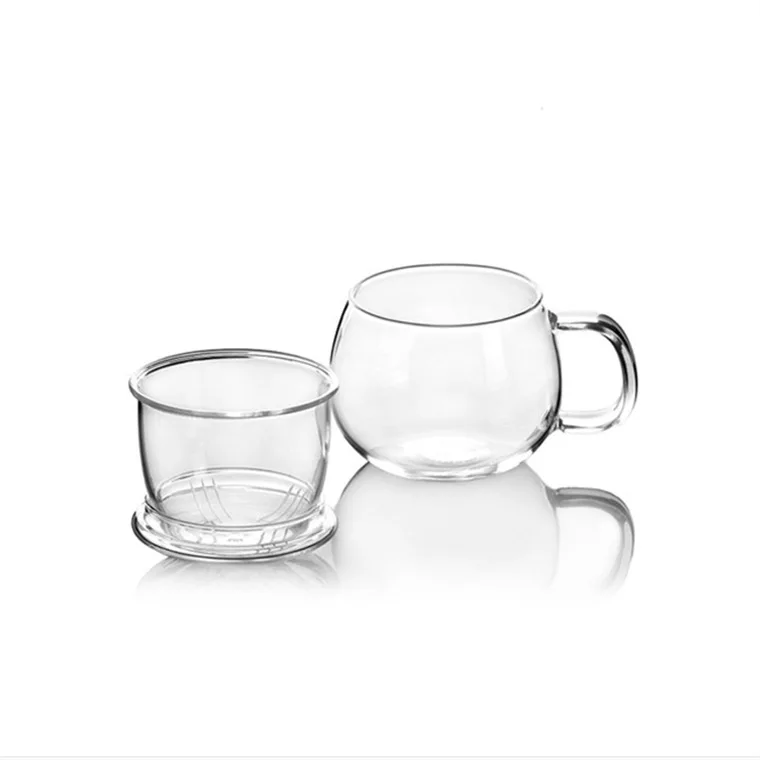 300Ml 10Oz Stocked Glass Tea Steeping Travel Mug High Borosilicate Glass Mug Tea Cup With Strainer With Lid