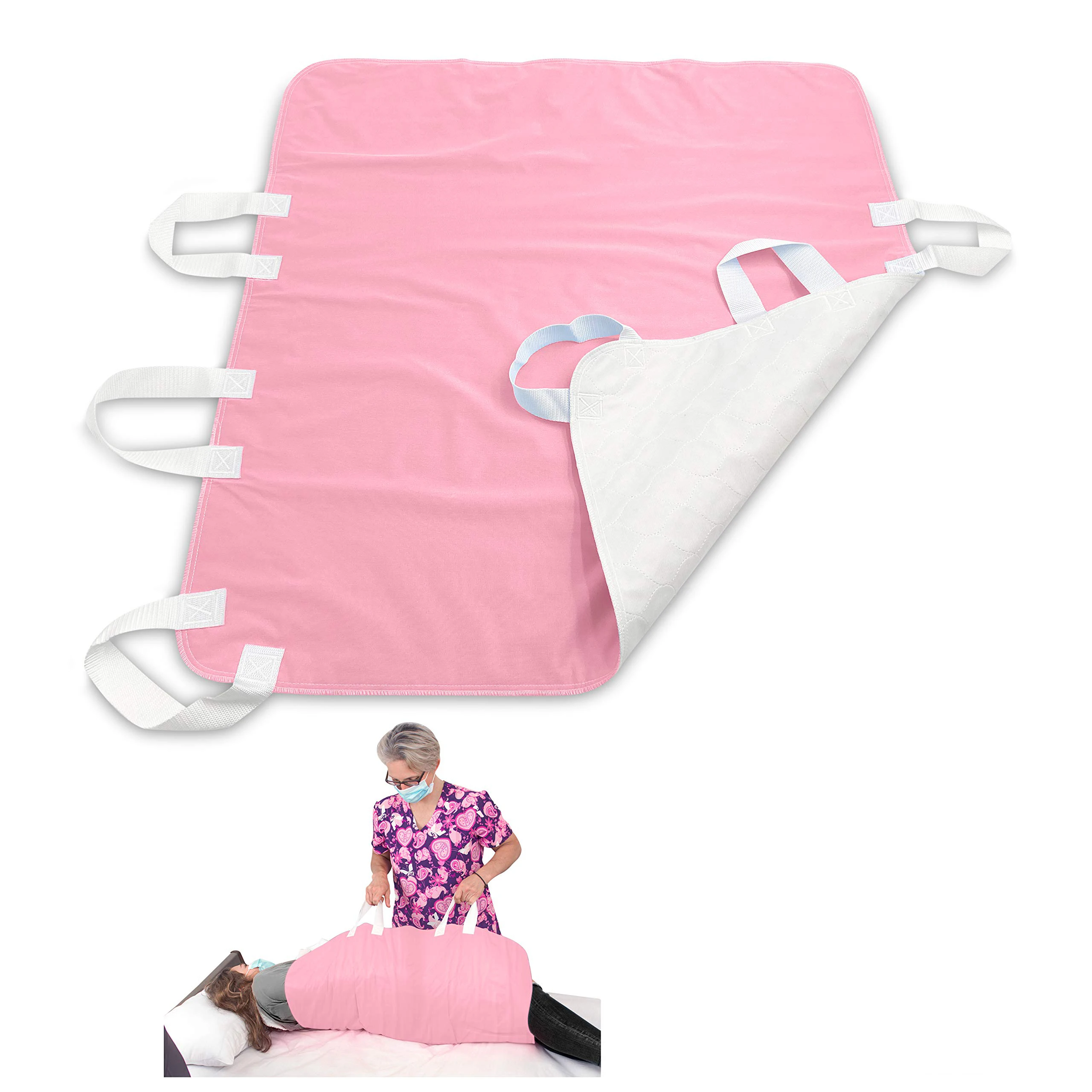 Home Use Washable Sustainable Reusable Underpad With 6 Handles Positioning Waterproof Hospital Bed Pads For Lifting