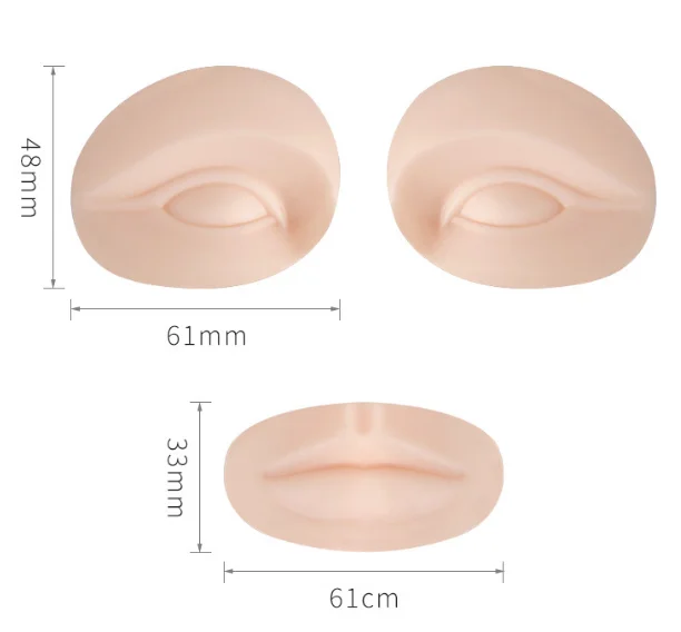 3Pcs Fake Lips Eyes Soft Silicone Lips for Makeup Practice Tattoo Practice Training Skin for Permanent Makeup Tattoo Practice