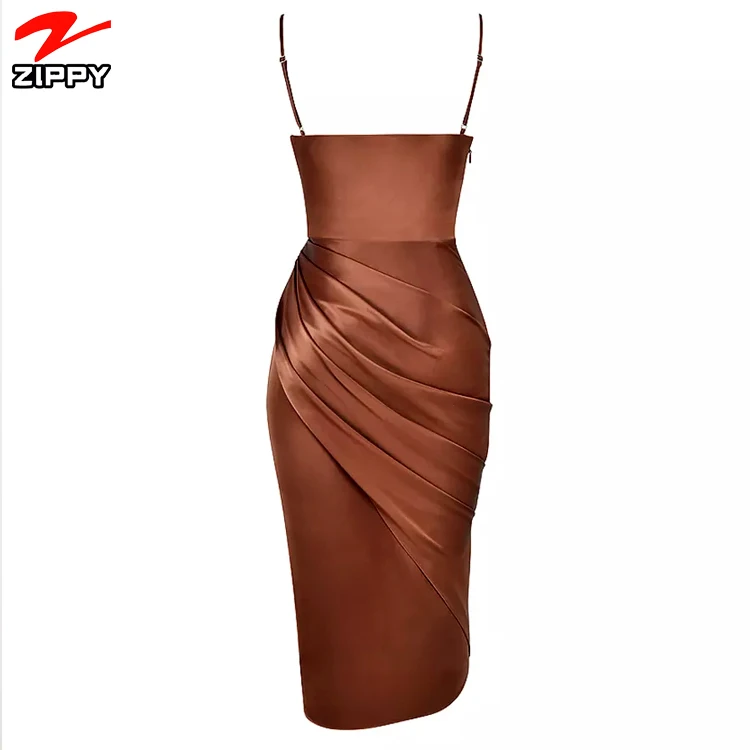 Горячий стиль с возможностью нанесения производителем личных классные женские элегантные летние шелковые женские туфли с низким вырезом на спине с высоким разрезом модные атласные шорты с оборками, однотонное платье без рукавов