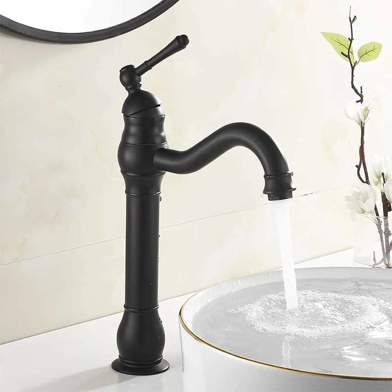 Solid Brass Tall Toilet Basin Faucets Brushed Water Tap for Bathroom Sink Vanity Washbasin Faucet with Hot Cold Water Mixers Tap