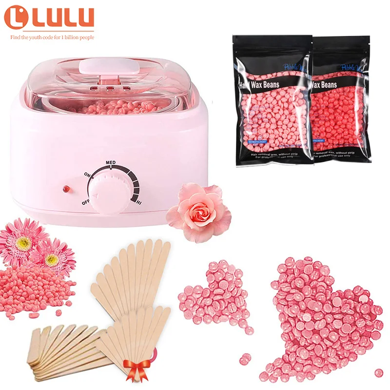 Lulu Youth, Wax 100 for Hair Removal Professional Mini Body Pink Multifunction Depilatory Wax Heater/