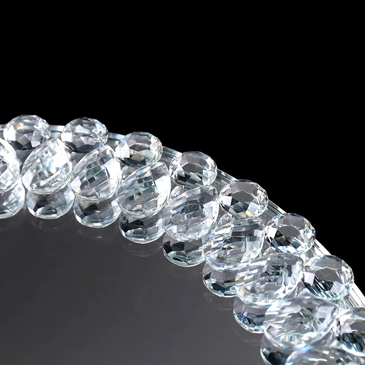 Fancy Clear Glass Charger Plates with Diamond Hot Sales Crystal Glass mirror Plate Chargers for wedding decor