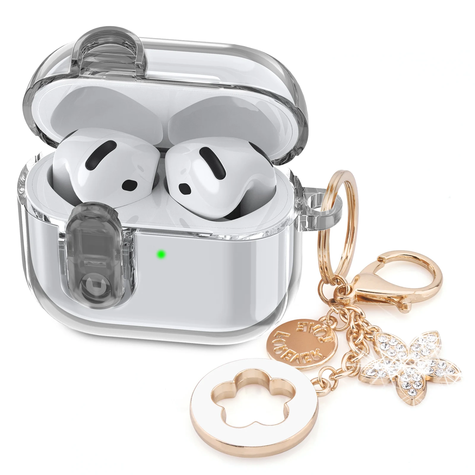 Чехол для AirPods с брелком и симпатичной кожей прочный ударопрочный чехол iPod 1-го 2-го поколения женщин девочек наборы аксессуаров