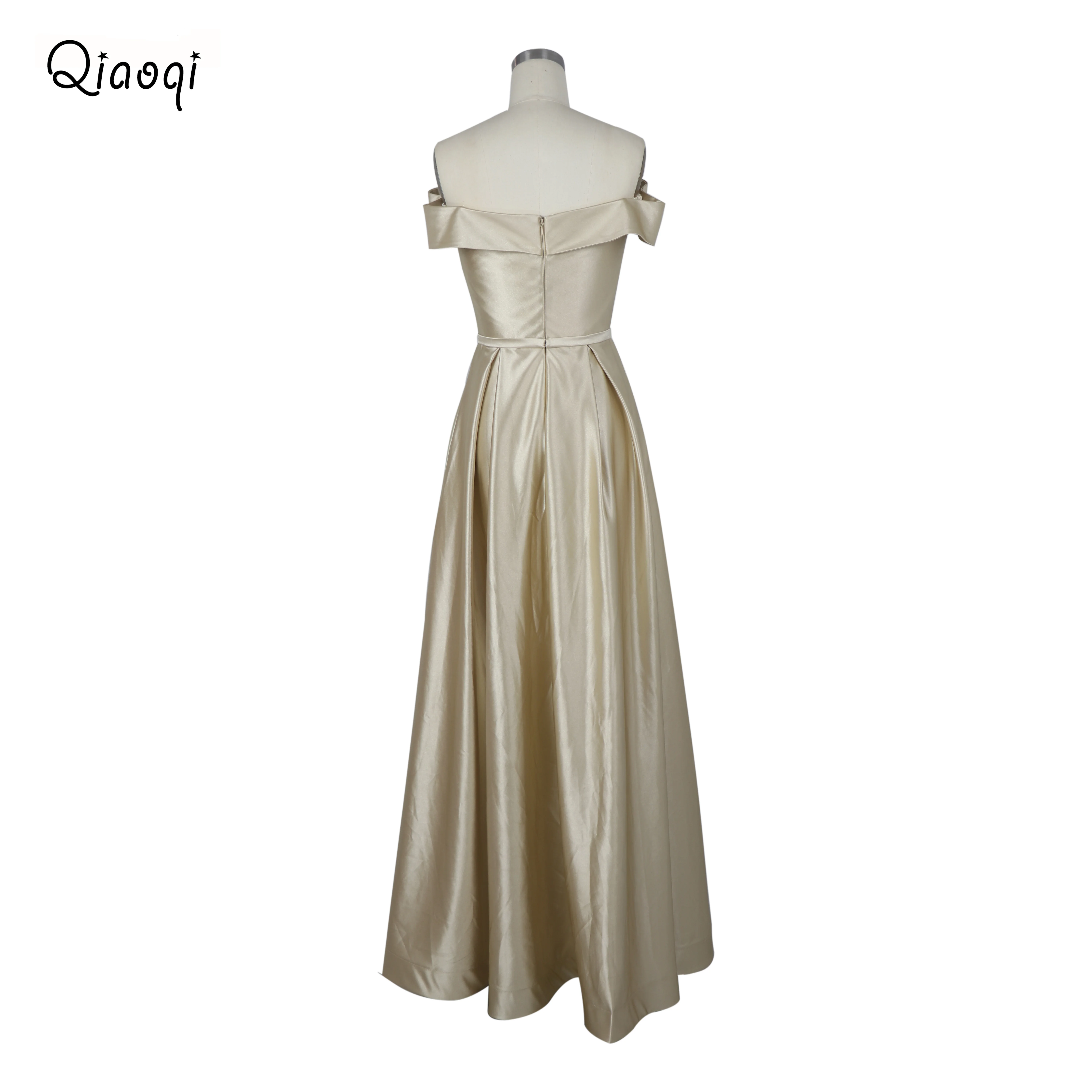 
Атласное платье цвета шампанского с открытыми плечами для выпускного вечера Длинные платья подружки невесты без бретелек сарафан 