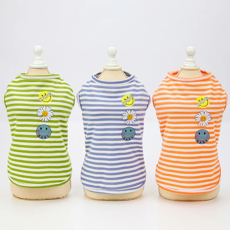 Dog clothes Spring/summer teddy pet clothes thin sunflower stripe vest for wholesale
