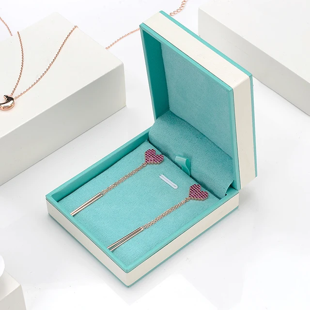 Новое поступление, оптовая продажа, белая кожаная коробка для ювелирных изделий, подвеска для ожерелья, кольца, упаковочная коробка для ювелирных изделий