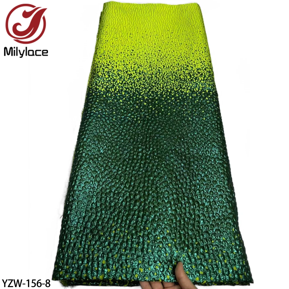 Elegant Pattern Golden Jacquard Lace African Double Color Brocade Organza Lace Fabric for Women Dress