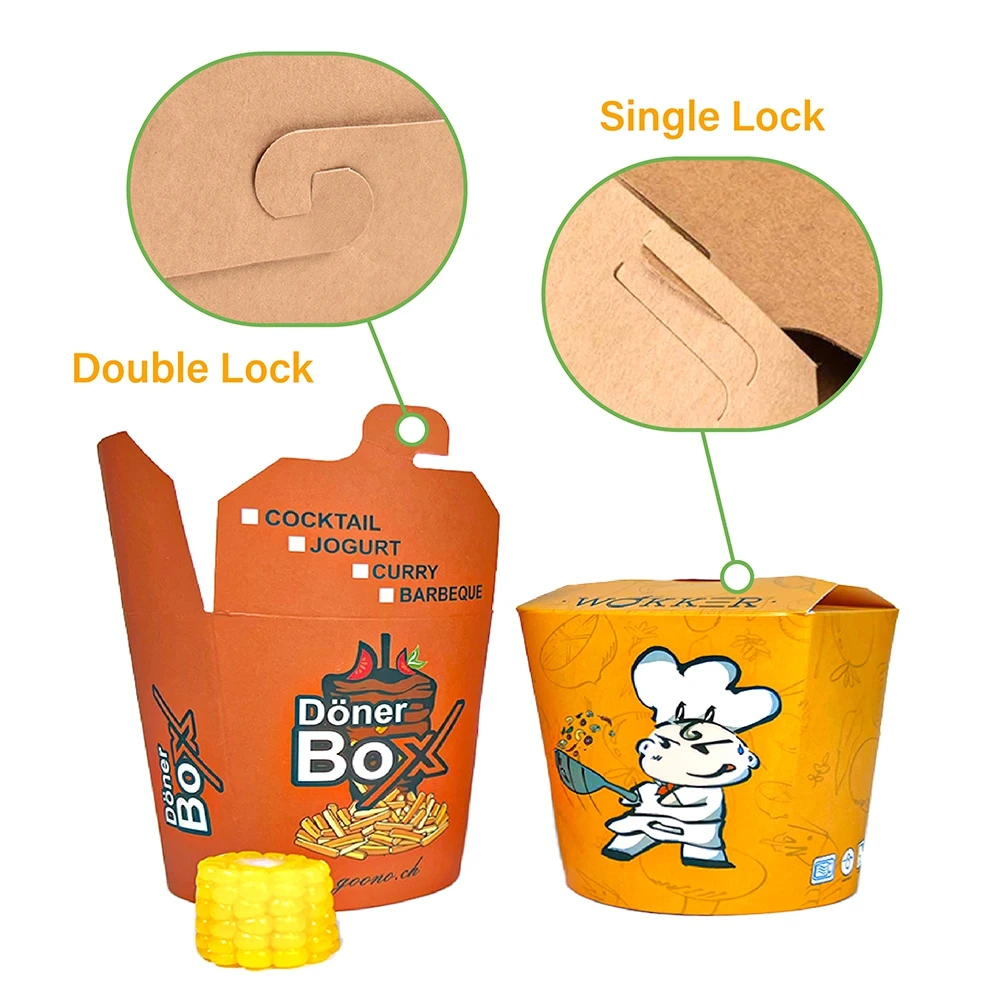 ZJPACK Disposable packing food containers takeaway doner box 16oz 26oz 32oz kraft noodle paper box