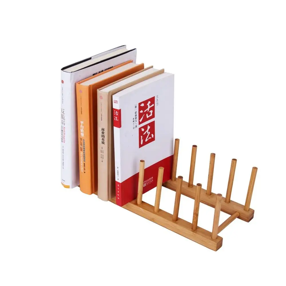 Multifunctional Bamboo Dish Drying Rack Cup Bowl Pot Lid Rack and Book Holder